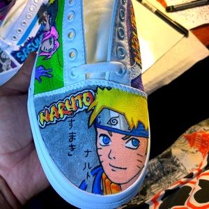 Size 10 Vans sneakers customized Naruto theme .